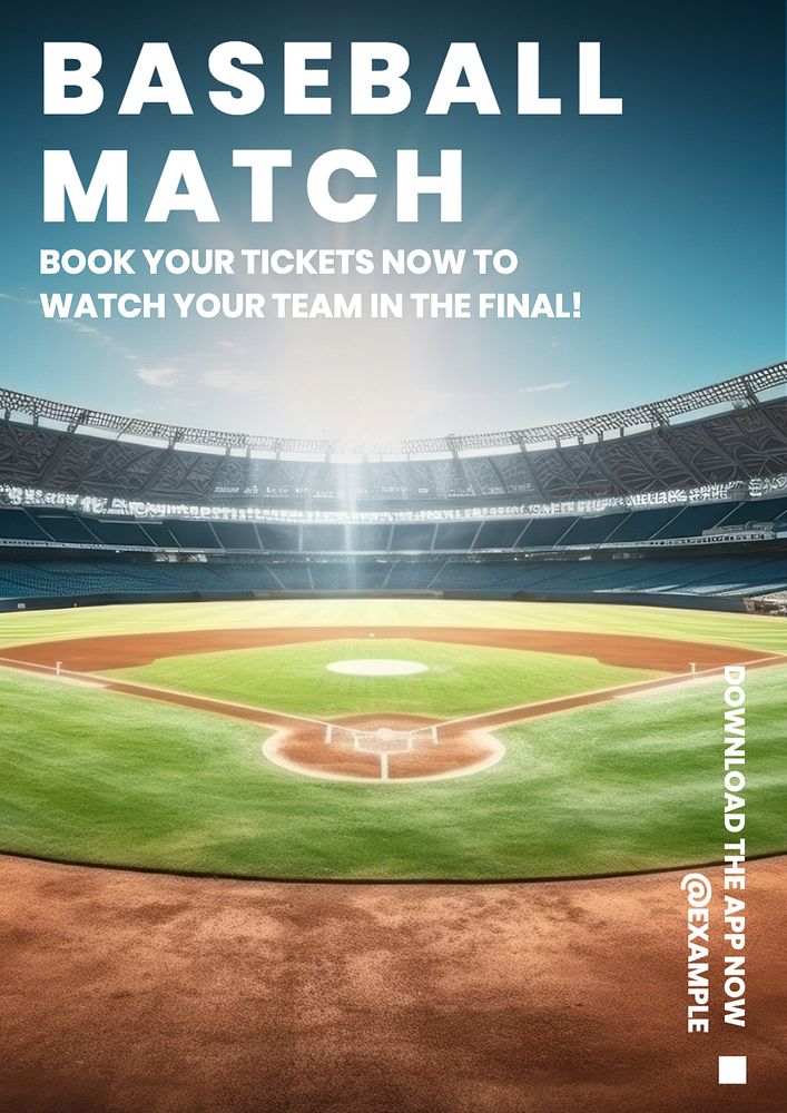 Baseball match poster template, editable text and design