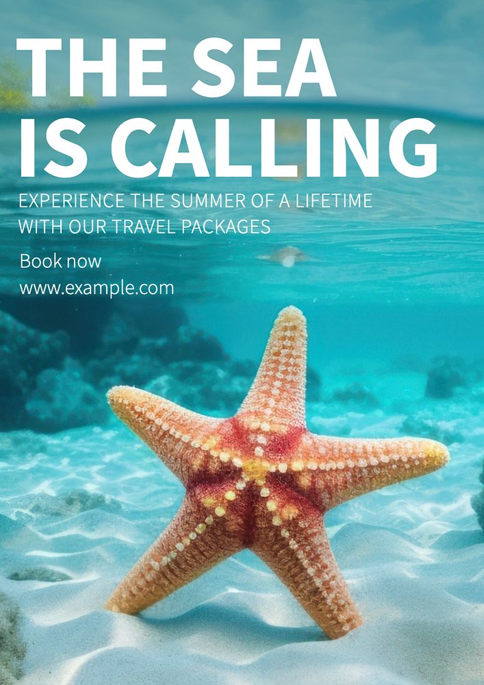 Sea is calling poster template, editable text & design