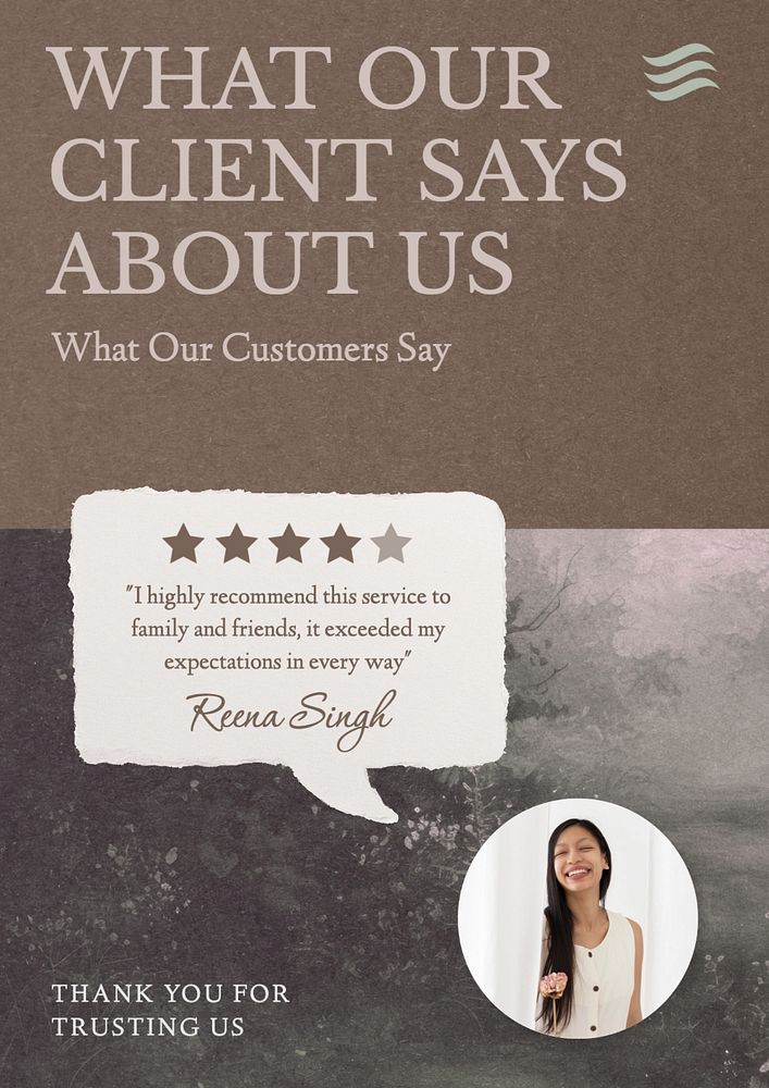 Client review  poster template, editable text & design