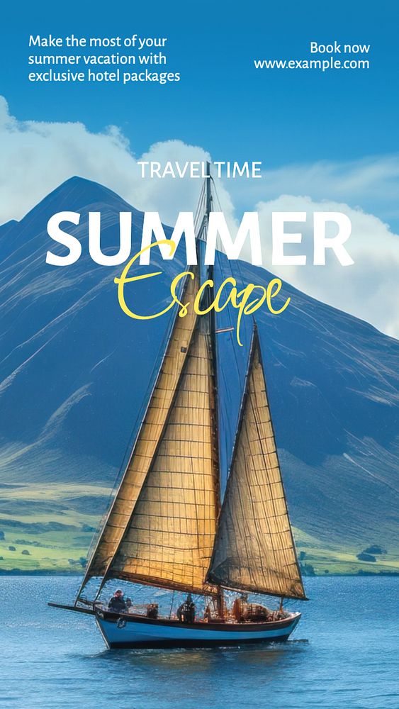 Summer escape Instagram story template, editable text