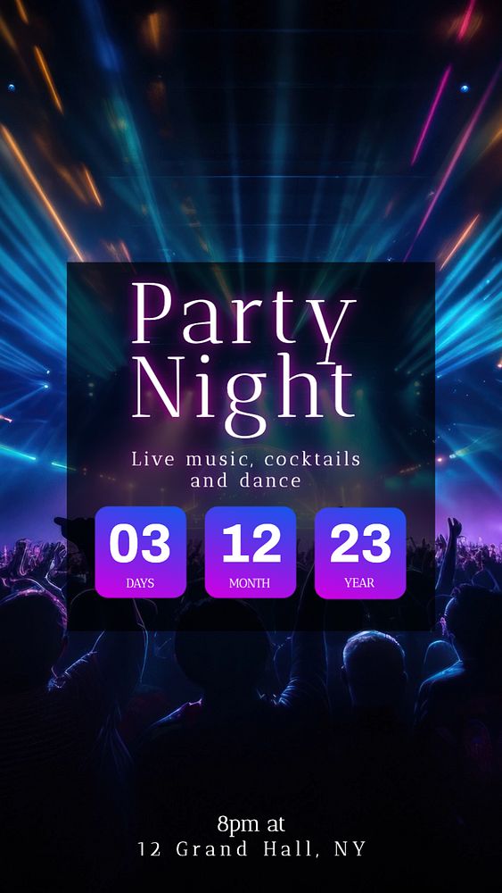 Party night Instagram story template, editable text