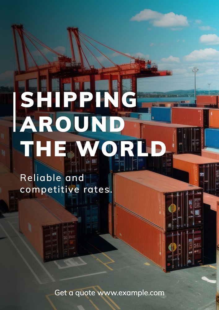 Worldwide shipping  poster template, editable text and design