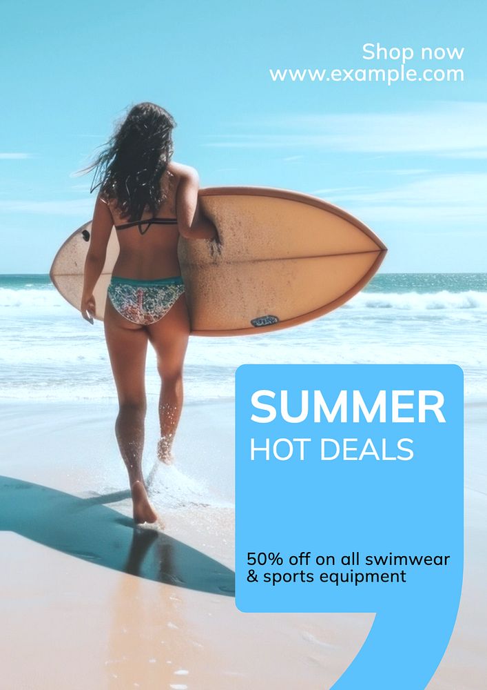 Summer sale  poster template, editable text and design