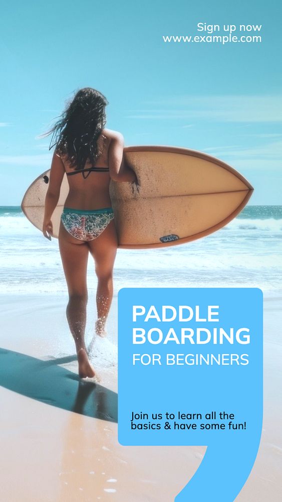 Paddle boarding Instagram story template, editable text