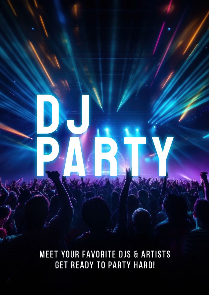 DJ party poster template, editable text and design