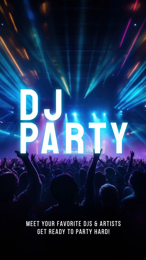 DJ party Facebook story template, editable design