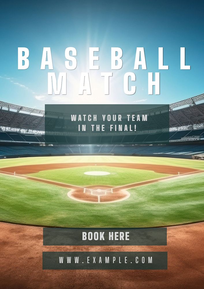 Baseball match poster template, editable text and design