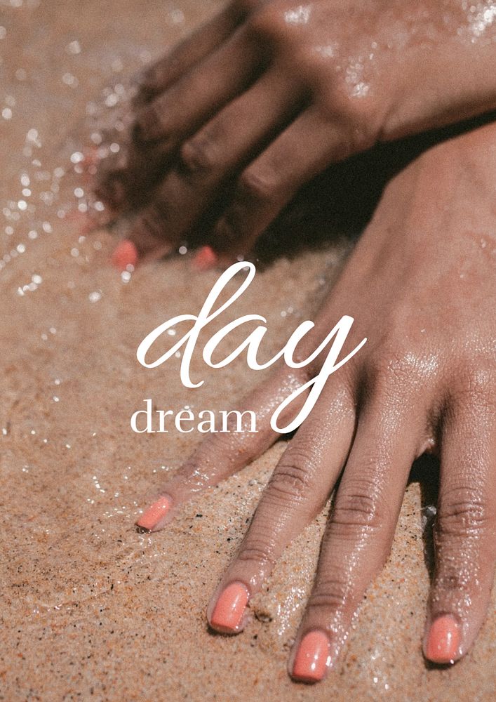 Beach sand poster template, Summer aesthetic photo