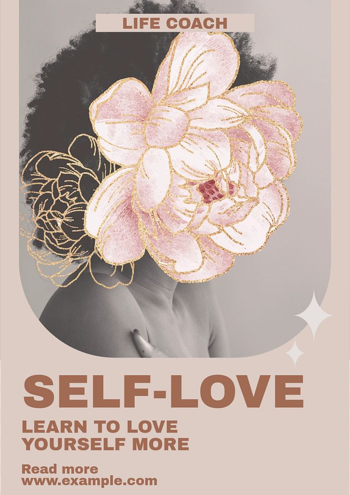 Learn self love poster template, editable text & design