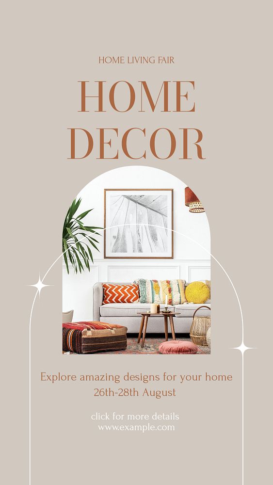 Home decor Instagram story template, editable design