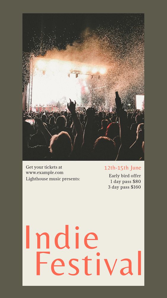 Indie festival Instagram story template, editable design