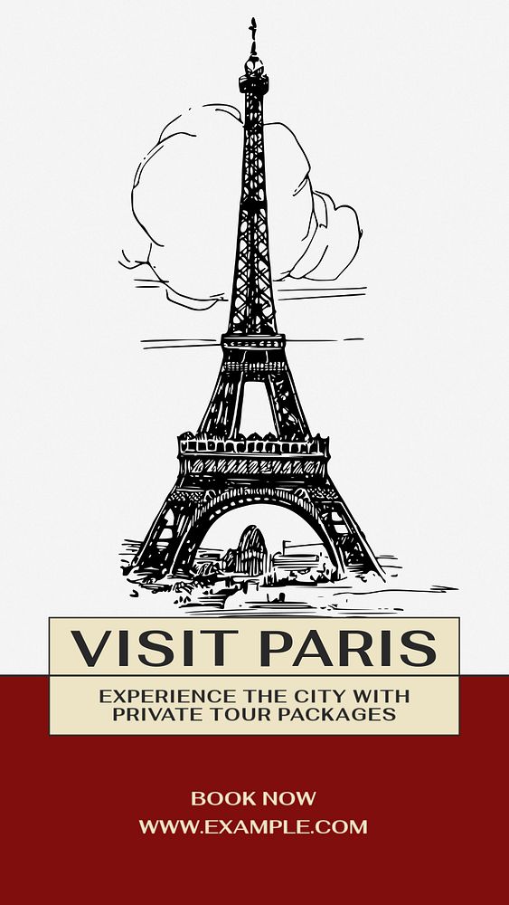 Paris private tour Instagram story, editable social media design