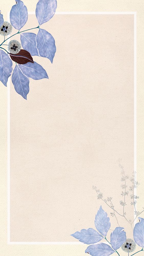 Winter leaf border mobile wallpaper, editable botanical design