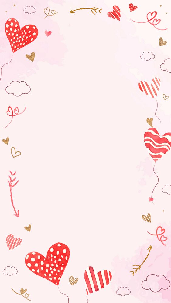 Pink watercolor heart background, editable design