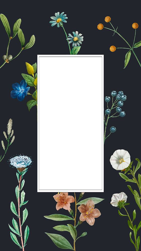 Botanical flower frame iPhone wallpaper, editable design