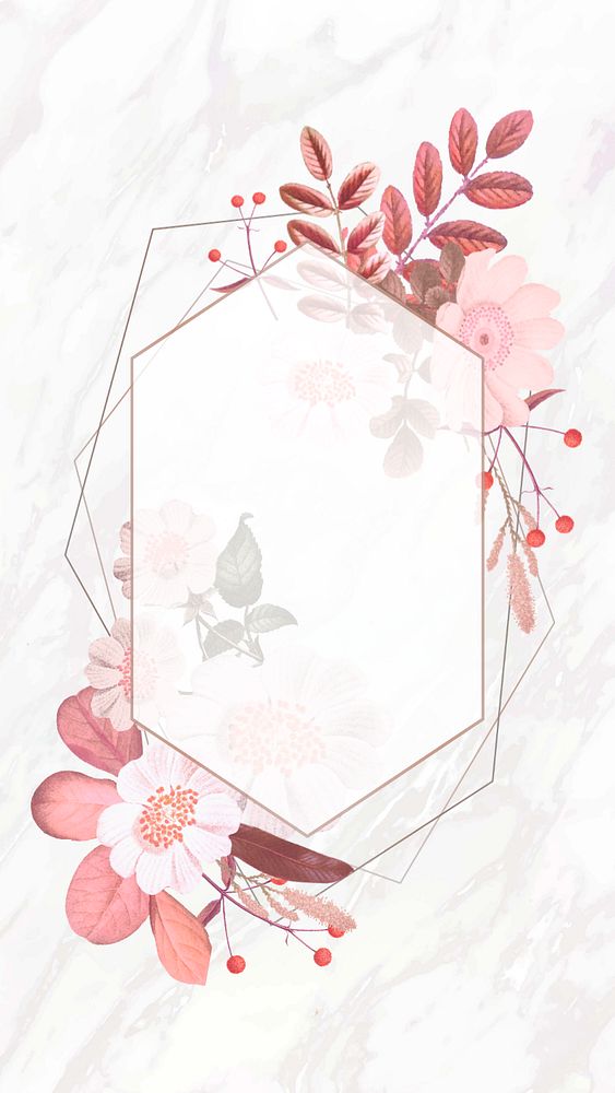 Pink flower frame iPhone wallpaper, editable design