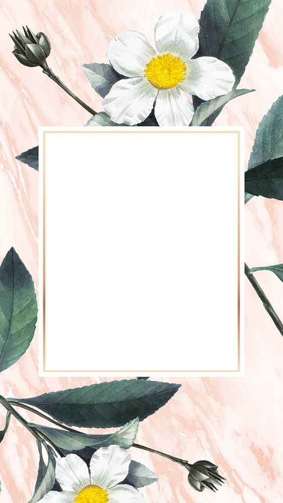 White flower frame iPhone wallpaper, editable design