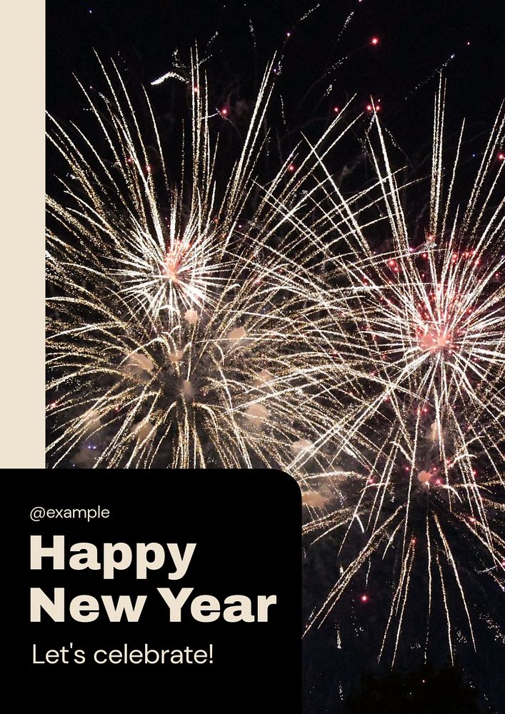 Happy new year poster template, editable text and design