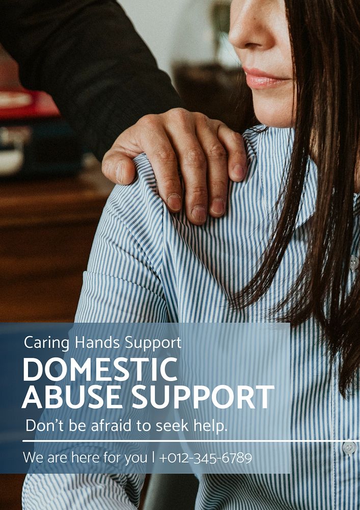 Domestic abuse support  poster template, editable text and design