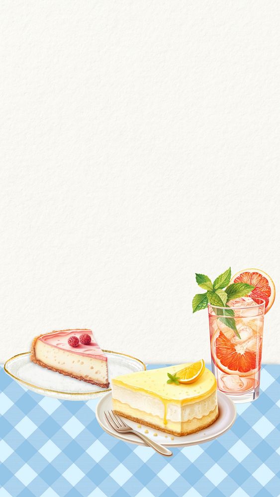 Editable cheesecakes mobile phone, food digital art design