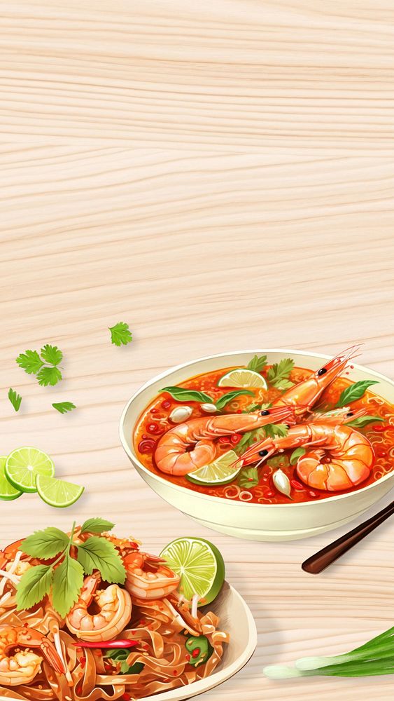 Famous Thai food mobile phone, editable digital art design