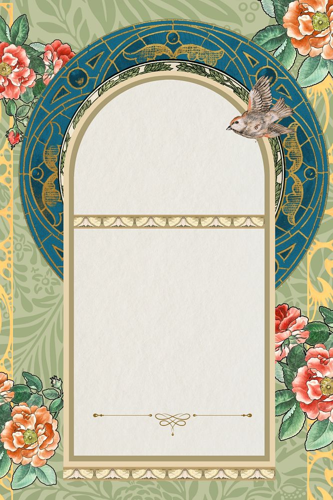 Art nouveau frame background, vintage flower ornament. Remixed by rawpixel.