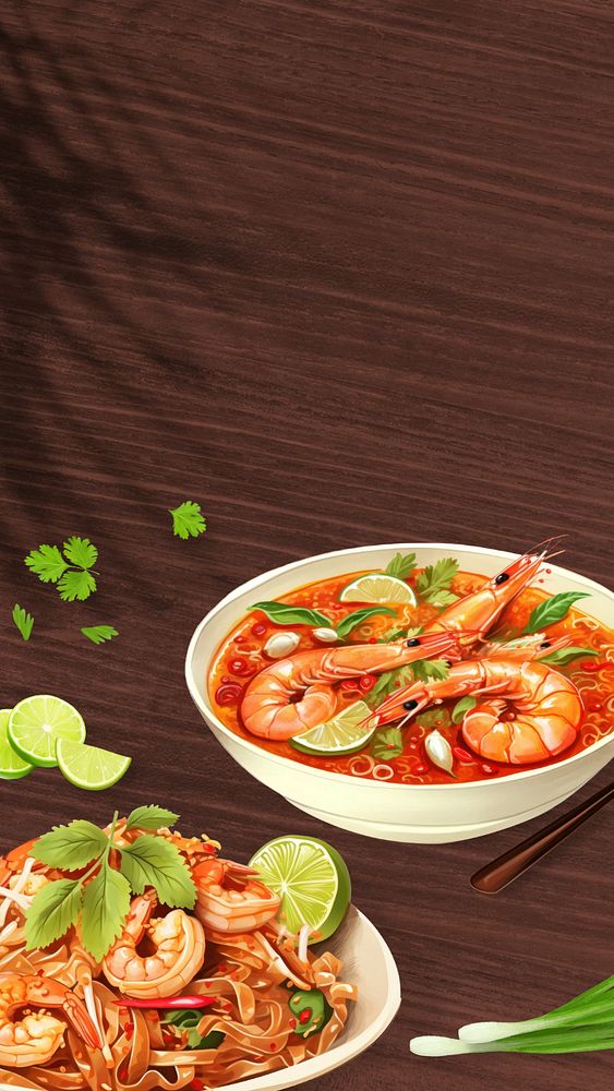 Famous Thai food mobile phone, editable digital art design