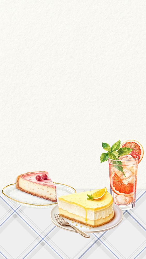 Editable cheesecakes mobile phone, food digital art design