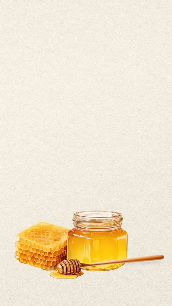 Editable honey jar mobile phone, food digital art design