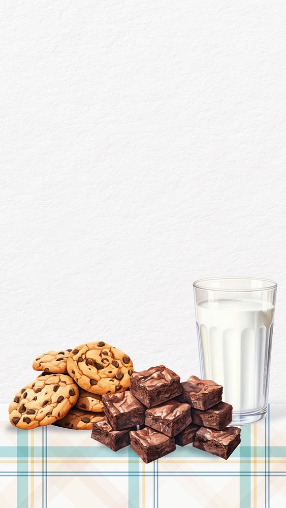 Editable milk & cookies mobile phone, food digital art design