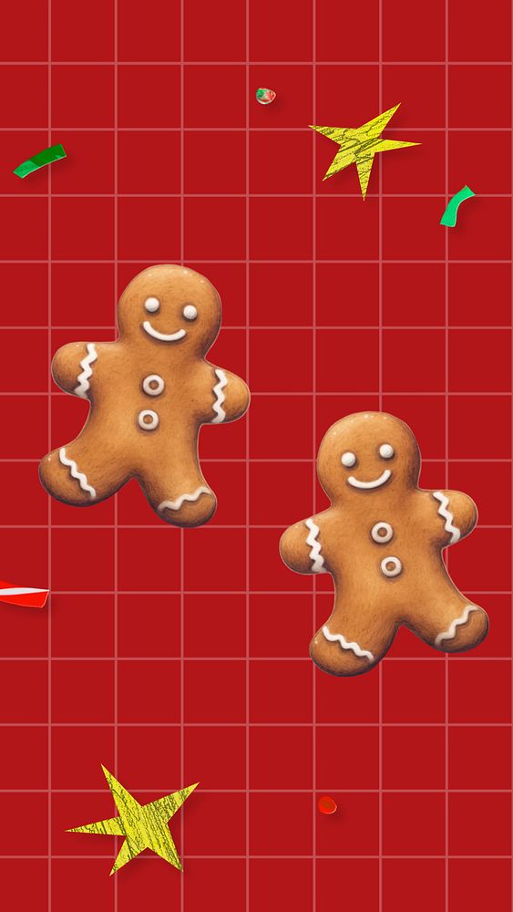 Christmas gingerbread cookies mobile phone, editable food digital art design