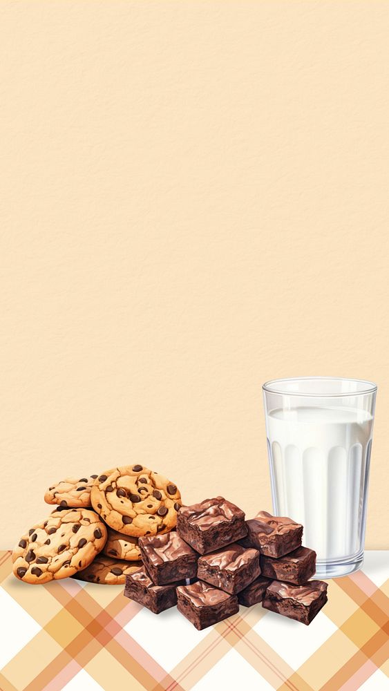 Editable milk & cookies mobile phone, food digital art design