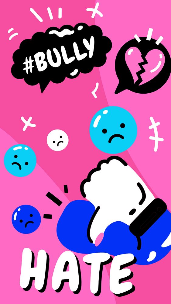 Cyber bullying iPhone wallpaper, editable funky design