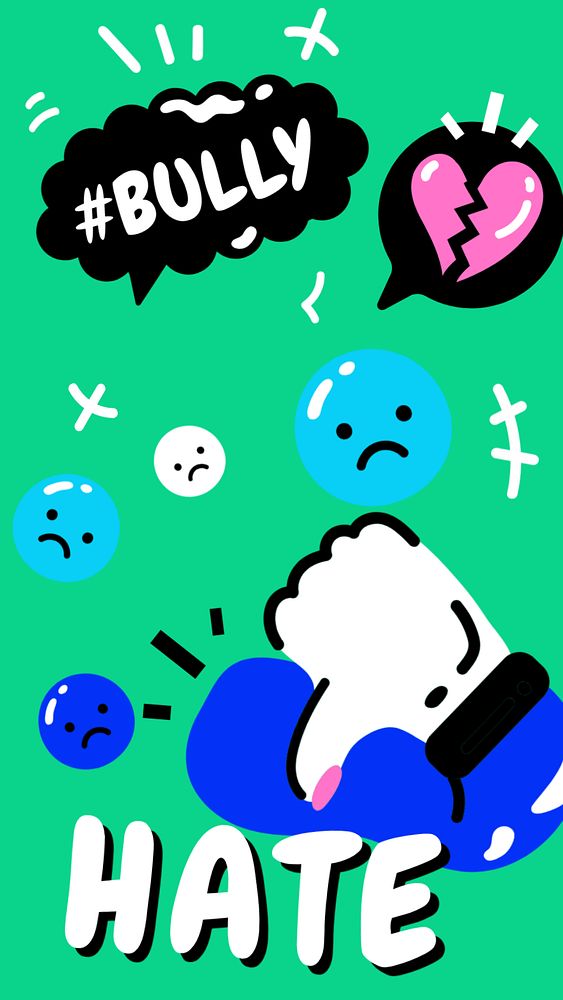 Cyber bullying iPhone wallpaper, editable funky design