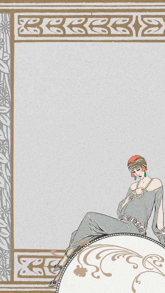 George Barbier's woman iPhone wallpaper, vintage fashion illustration. Remixed by rawpixel.