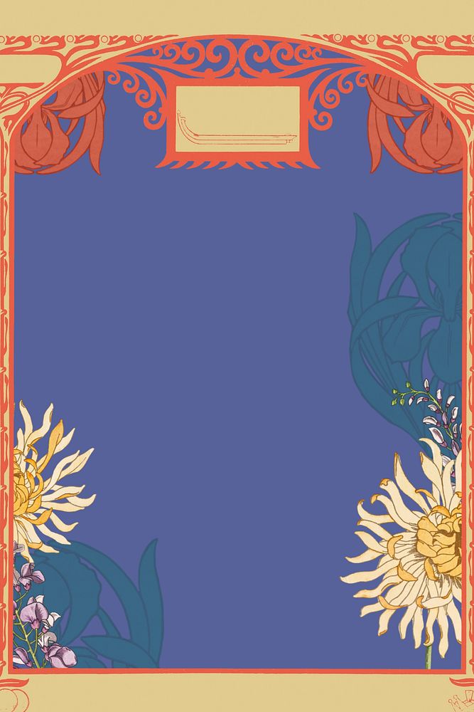 Art nouveau frame background, vintage flower illustration. Remixed by rawpixel.