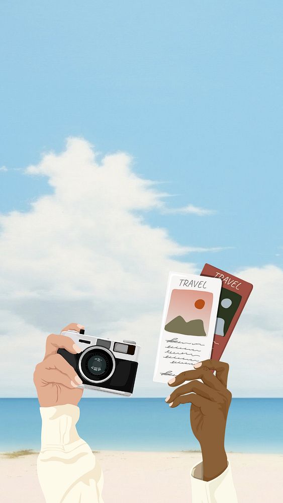 Travel guide, aesthetic illustration, editable design