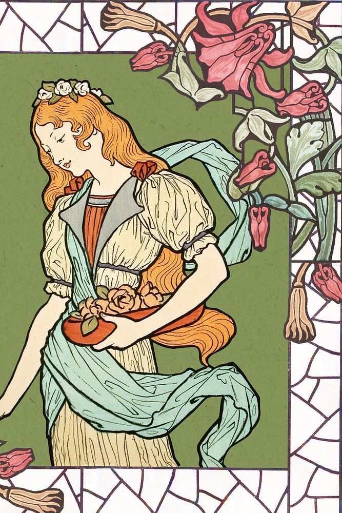 Eugène Grasset's woman, vintage art nouveau illustration. Remixed by rawpixel.