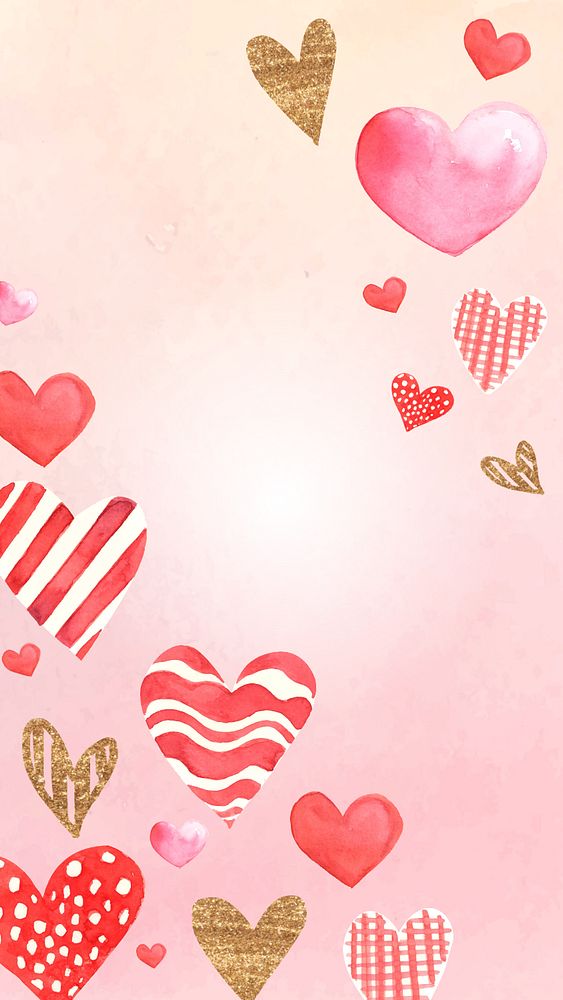 Pink watercolor heart background, editable design