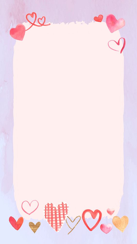 Watercolor heart border background, editable design