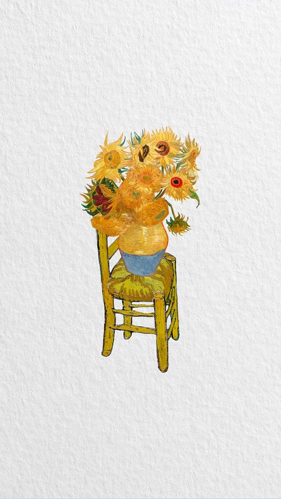 Van Gogh's sunflowers iPhone wallpaper, vintage illustration. Remixed by rawpixel.