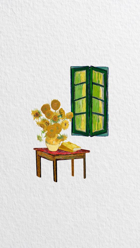 Van Gogh's sunflowers iPhone wallpaper, vintage illustration. Remixed by rawpixel.