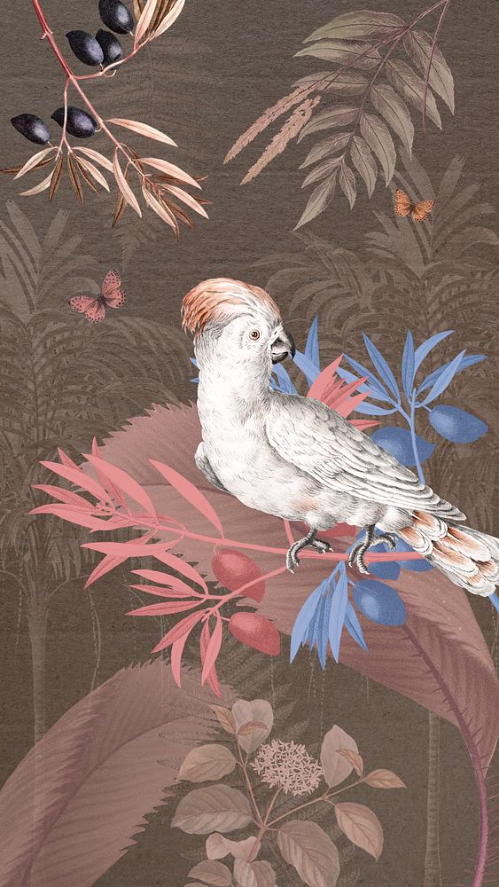 Exotic birds iPhone wallpaper, vintage animal illustration. Remixed by rawpixel.