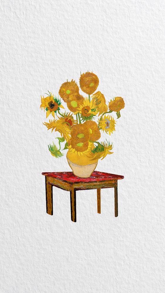 Van Gogh's sunflowers iPhone wallpaper, vintage illustration. Remixed by rawpixel.