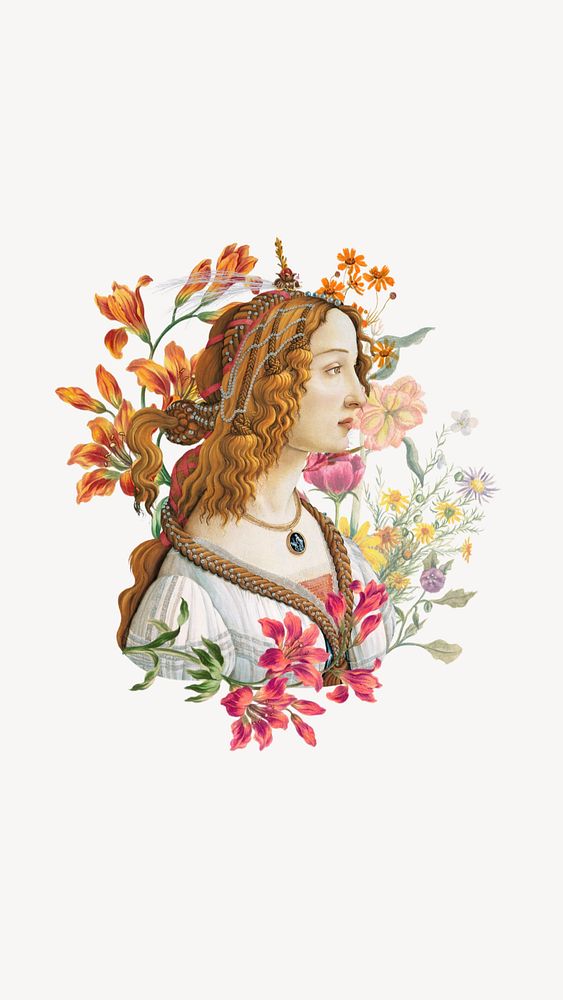 Sandro Botticelli's woman portrait iPhone wallpaper. Remixed by rawpixel.