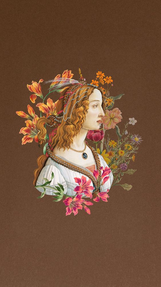 Sandro Botticelli's woman portrait iPhone wallpaper. Remixed by rawpixel.