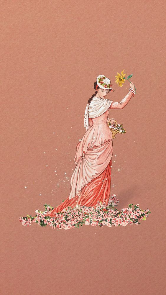 Walter Crane's Valentine iPhone wallpaper, Victorian woman. Remixed by rawpixel.