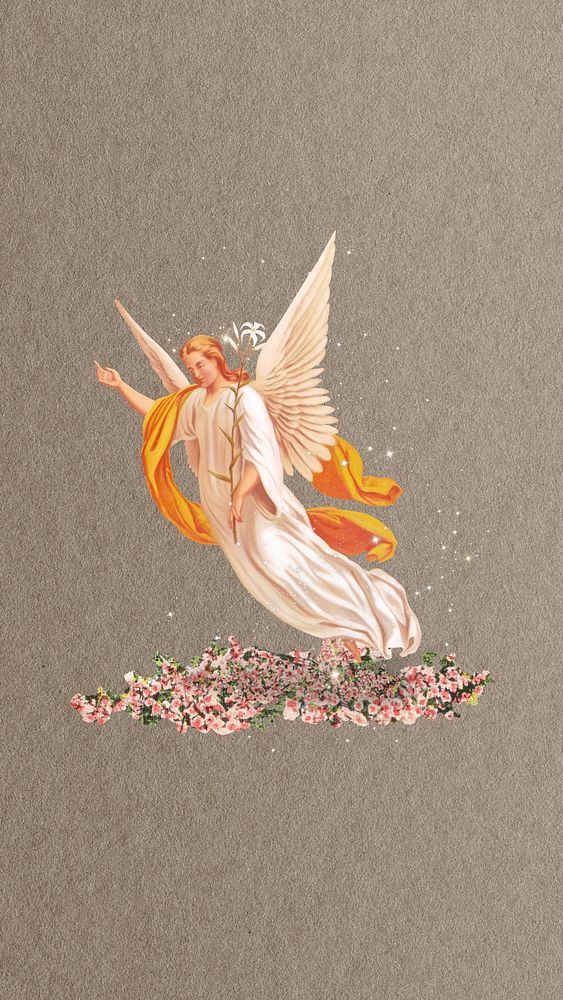 The Annunciation's angel iPhone wallpaper, vintage illustration. Remixed by rawpixel.