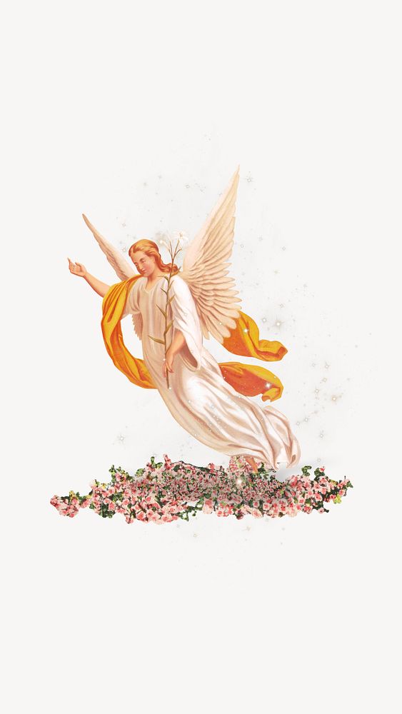 The Annunciation's angel iPhone wallpaper, vintage illustration. Remixed by rawpixel.