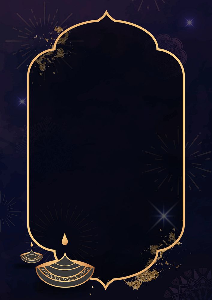 Diwali lantern frame background, blue aesthetic design